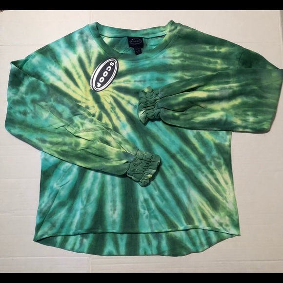 SCOOP Womens Smocked Cuff Lightweight Sweatshirt Size large 12-14 Tie Dye New - Picture 2 of 6